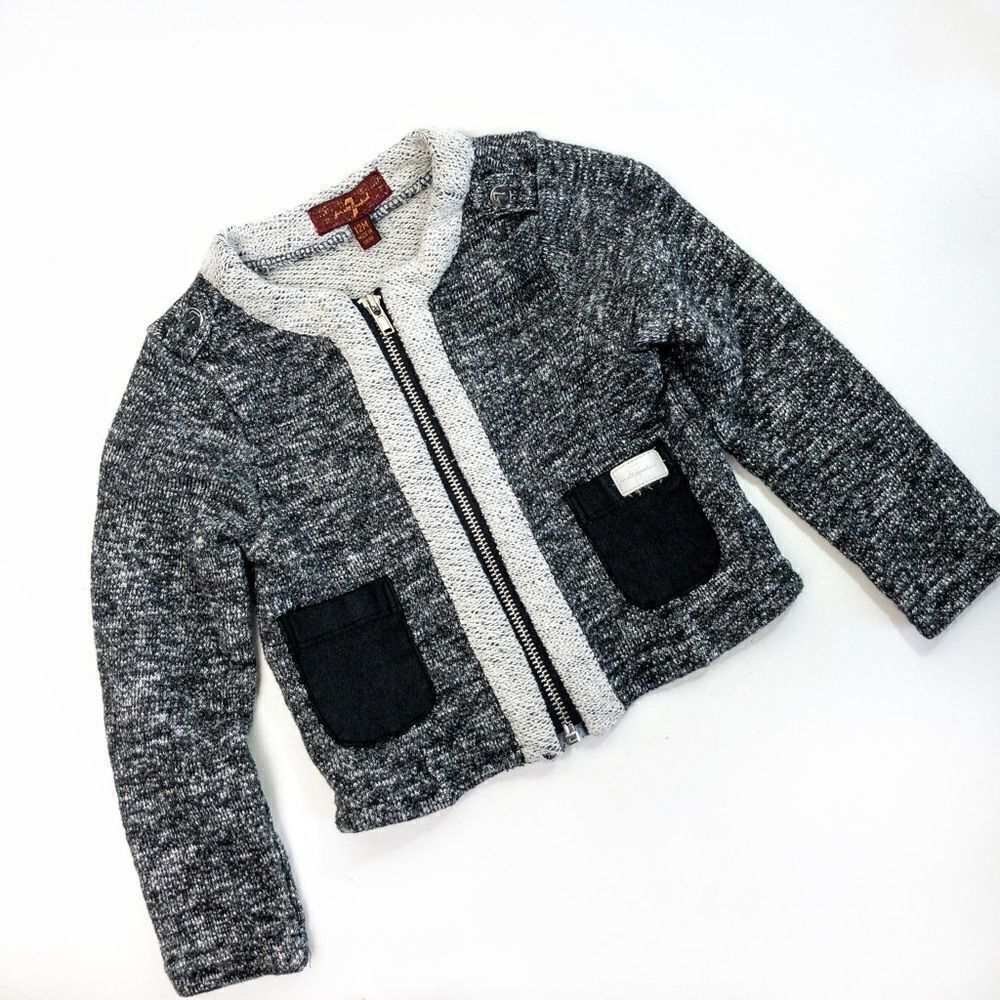 7 For All Mankind Front Zip Sweater Sz 12m